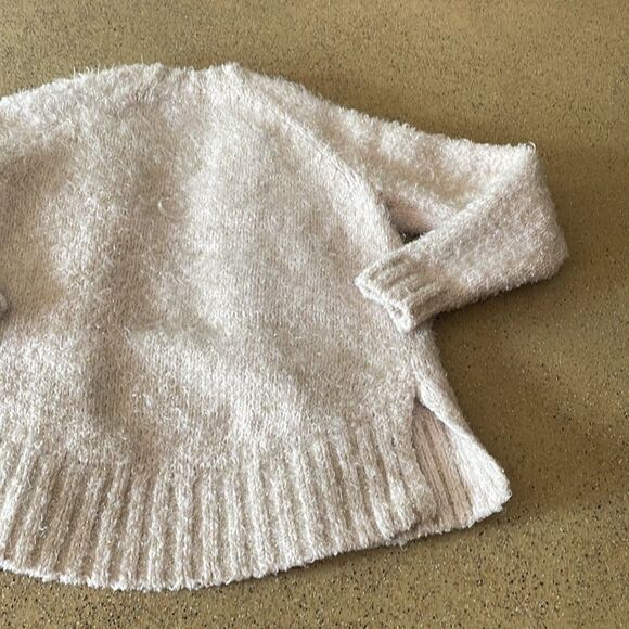 Girls Cat & Jack light pink and silver fuzzy open front cardigan sweater - Picture 6 of 14